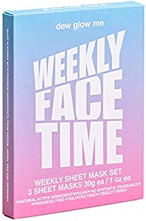 Dew Glow Me Sheet Masks  3 Korean Skin Care Facial Masks for Women  Anti Aging, Brightening and Hydrating Beauty Face Masks for Glowing Skin with Hyaluronic Acid, Green Tea and Centella Asiatica