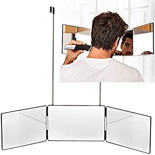 The Barbering Co. 3 Way Mirror | Trifold Mirror for Self Hair Cutting and Styling | DIY Haircut Tool to Cut, Trim, or Shave your Head and Neckline at Home | Adjustable, Portable, Hands-Free | Glass