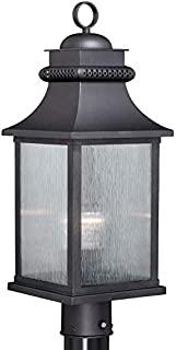 VAXCEL Bronze Outdoor Post Light - Dusk to Dawn Post Light, Outdoor Lamp Post Light Fixture Photocell Sensor, Oil Rubbed Bronze with Clear Textured Glass Panels for Driveway, Backyard, Street Lighting