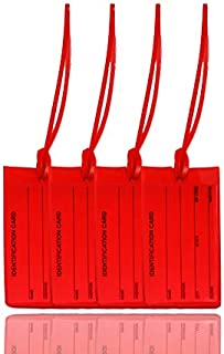 4 Red Luggage Tags - Made in USA