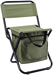 Foldable Camping Chair with Cooler Bag Compact Fishing Stool