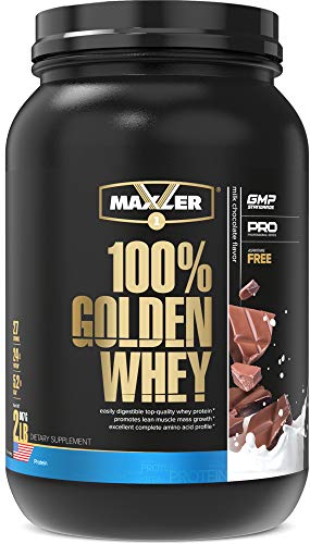 Maxler 100% Golden Whey Protein - 24g of Premium Whey Protein Powder per Serving - Pre Post Intra Workout - Fast-Absorbing Whey Hydrolysate, Isolate & Concentrate Blend - Milk Chocolate Protein 2 lbs