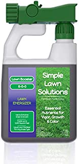 Commercial Grade Lawn Energizer- Grass Micronutrient Booster with Iron & Nitrogen- Liquid Turf Spray Concentrated Fertilizer- Any Grass Type, All Year- Simple Lawn Solutions- 32 Ounce