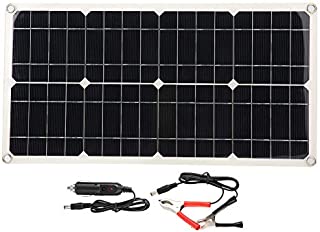 Qinlorgo 40 Watt Portable Solar Panel, Dual 5V USB Flexible Single Crystal Solar Power Panel Kit Car Battery Charger Controller for Car Batteries, RV, Ships and Outdoor Farming