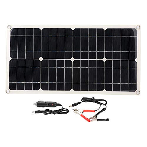 Qinlorgo 40 Watt Portable Solar Panel, Dual 5V USB Flexible Single Crystal Solar Power Panel Kit Car Battery Charger Controller for Car Batteries, RV, Ships and Outdoor Farming