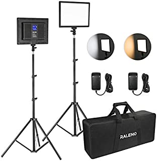 RALENO LED Video Lighting Kits With 75inch Light Stand, 1 Durable Handbag And 2-Pack 384 LED Soft Video Light, Built-in Lithium Battery 3200K-6500K Video Lighting Kits For YouTube Photography Shooting