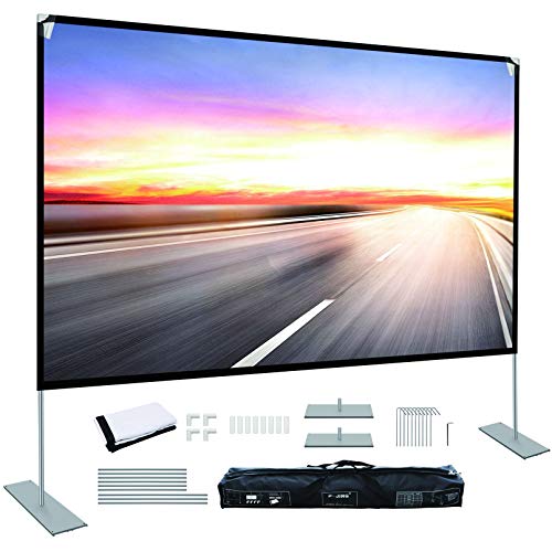 Projector Screen with Stand 100 inch Portable Projection Screen 16:9 4K HD Rear Front Projections Movies Screen for Indoor Outdoor Home Theater Backyard Cinema Trave