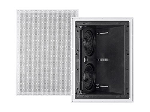 Monoprice 2-way Carbon Fiber In-Wall Surround Speaker - Dual 5.25 Inch (Single) Vari-Angled With Paintable Grille - Alpha Series Black