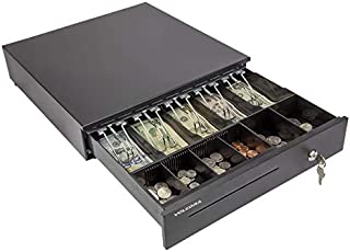 Cash Register Drawer for Point of Sale (POS) System with 5 Bill 6 Coin Cash Tray, Removable Coin Compartment, 24V, RJ11/RJ12 Key-Lock, Media Slot, Black
