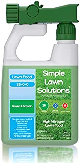 Maximum Green & Growth- High Nitrogen 28-0-0 NPK- Lawn Food Quality Liquid Fertilizer- Spring & Summer- Any Grass Type- Simple Lawn Solutions, 32 Ounce- Concentrated Quick & Slow Release Formula