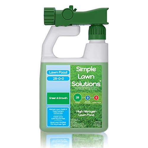 Maximum Green & Growth- High Nitrogen 28-0-0 NPK- Lawn Food Quality Liquid Fertilizer- Spring & Summer- Any Grass Type- Simple Lawn Solutions, 32 Ounce- Concentrated Quick & Slow Release Formula