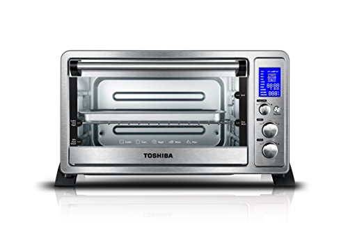 Toshiba AC25CEW-SS Digital Toaster Oven with Convection Cooking and 9 Functions, 6-Slice Bread/12-Inch Pizza, Stainless Steel