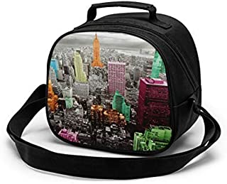 Insulated Lunch Bag, Reusable Cooler Tote Box Nyc New York City Skyline Lunch Container for Kids