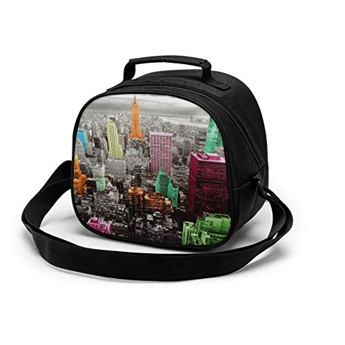 Insulated Lunch Bag, Reusable Cooler Tote Box Nyc New York City Skyline Lunch Container for Kids