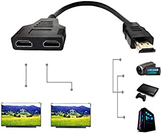 Kyweel HDMI Splitter 1 in 2 Out/HDMI Splitter Adapter Cable HDMI Male to Dual HDMI Female 1 to 2 Way for HDMI HD LED TV ps3,Support Two Tvs at The Same time(Black)