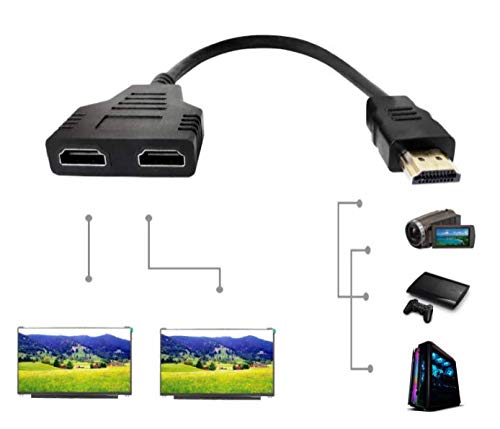 Kyweel HDMI Splitter 1 in 2 Out/HDMI Splitter Adapter Cable HDMI Male to Dual HDMI Female 1 to 2 Way for HDMI HD LED TV ps3,Support Two Tvs at The Same time(Black)