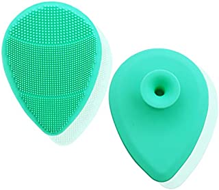 M&U Silicone Face Scrubbers Exfoliator Facial Cleansing Brush Precision Pore Cleansing Pad Manual Face Massager Cleansing Brush, Used for Daily Cleaning, Acne Blackheads Removeing (Mint)