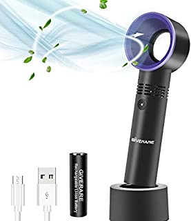 GIVERARE Bladeless Handheld Fan, Mini Portable Fan, USB Desk Fan, Personal Fan with USB Rechargeable Battery Operated, 3-6 Working Hours, 3 Speeds, for Kids Baby Travel Camping Office Room-Black