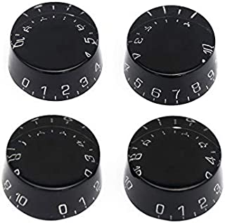 Metallor Electric Guitar Top Hat Knobs Speed Volume Tone Control Knobs Compatible with Les Paul LP Style Electric Guitar Parts Replacement Set of 4Pcs Black.