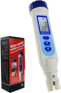 Pen Type Salinity Temp Meter Probe Sensor Tester Monitor Measurement Checker ATC NaCl 100 PPT / 9999 ppm / 10% / 0.95-1.08 SG for Water Quality Pond Pool Aquarium Saltwater Seawater Drinking Water