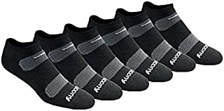 Saucony Men's Multi-Pack Mesh Ventilating Comfort Fit Performance No-Show Socks, Black Basic (6 Pairs), Shoe Size: 8-12