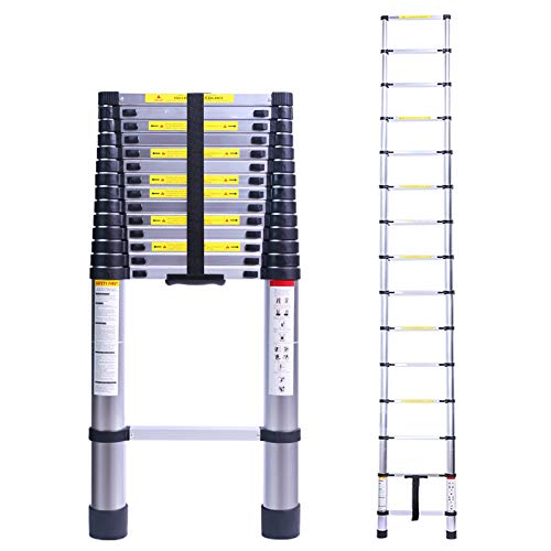 Terokota 19.7FT Superhigh Collapsible Telescoping Ladder, Aluminum Telescoping Ladders, Lightweight Collapsible Ladder Extension for RV, Loft, Home, Attic, 330LB Capacity