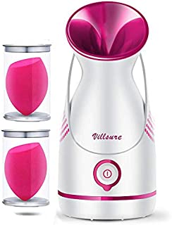 Warm Mist Facial Steamer, Villsure Nano Ionic Moisturizing Face Steamer for Facial, Skin Care Home Facial Spa Steamer Face Humidifer Atomizer for Sauna, Salon, Sinus, Unclog Pores