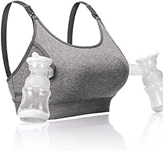 Hands Free Pumping Bra, Momcozy Adjustable Breast-Pumps Holding and Nursing Bra, Suitable for Breastfeeding-Pumps by Lansinoh, Philips Avent, Spectra, Evenflo and More(Grey,X-Large)