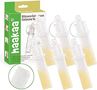 Haakaa Silicone Colostrum Collectors 6 PCS Set - Friendly Silicone Collect & Store Your Precious Colostrum for Feeding Baby with Storage Case and Cotton Wipe