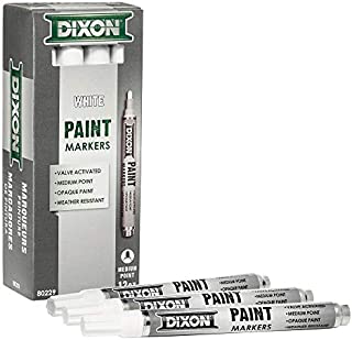 Dixon Industrial Paint Markers, Medium Tip, Box of 12 Markers, White (80229)