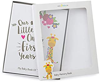Ronica First Year Baby Memory Book & Baby Journal - Modern Baby Shower Gift & Keepsake for New Parents to Record Photos & milestones - Five Year Scrapbook & Picture Album for boy & Girl Babies
