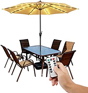 Patio Umbrella Lights Cordless Fairy String Lights with Remote Control 8 Brightness Mode LED Umbrella Pole Light Wireless Battery Operated Waterproof for Umbrella Outdoor Garden Decoration-Warm White