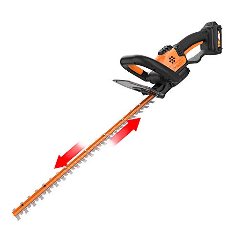 WORX WG261 20V Power Share 22-Inch Cordless Hedge Trimmer, Battery and Charger Included, Black and Orange