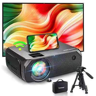 Bomaker WiFi Mini Projector, Native 1280x720P HD Portable Wireless Projector, Outdoor Movies/ Gaming Projector, 300 Inch Screen, for Android, iPhone, Laptop, PS4, TV Stick, DVD Player