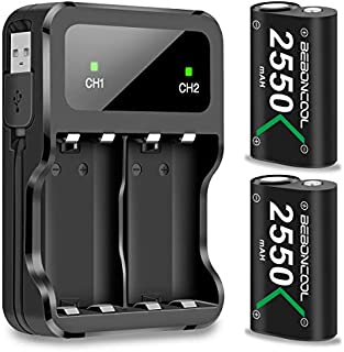 Controller Battery Pack for Xbox One/Xbox Series X|S, BEBONCOOL 2x2550 mAh Rechargeable Battery Pack for Xbox Series X|S/Xbox One/Xbox One S/Xbox One X/Xbox One Elite Controller-Green