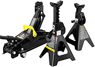 Torin AT82001B Hydraulic Trolley Service/Floor Jack Combo with 2 Jack Stands, 2 Ton (4,000 lb) Capacity, Black