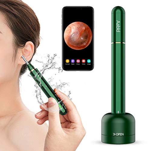 Aabld Ear Wax Removal Tool, Ear Cleaner Otoscope with 1080P Camera & 6 LED Lights, Wireless IPX7 Waterproof Ear Endoscope Compatible for iPhone, Android, Adults, Kids, Pets(Green)