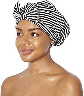 Kitsch Luxury Shower Cap for Women - Waterproof, Fashionable, Reusable Shower Cap for Long Hair (Stripe)