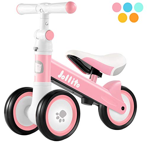 Jollito Baby Balance Bike, Adjustable Toddler Baby Bicycle 12-24 Months with 3 Silent Wheels, No Pedal Toddlers Walker Bike Riding Toy for 1 Year Old Boys Girls, Best Birthday Gift