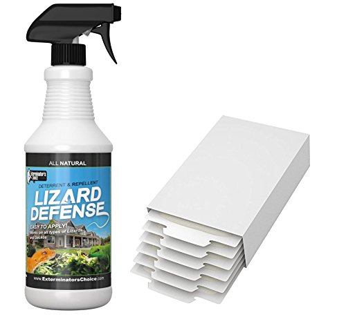 Exterminators Choice Lizard Defense Kit | 32 Ounce Spray and 6 Glue Traps | Non-Toxic Lizard Repellent | Quick and Easy Pest Control to Keep Lizards Away