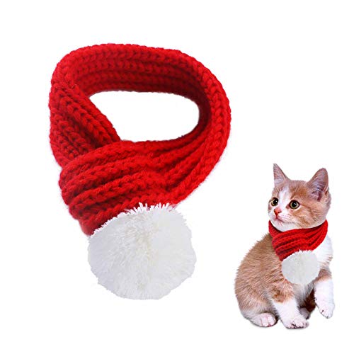 PEDOMUS Cat Christmas Costume Christmas Scarf Red Pet Scarf Pet Apparel for Dogs and Cats (XS)