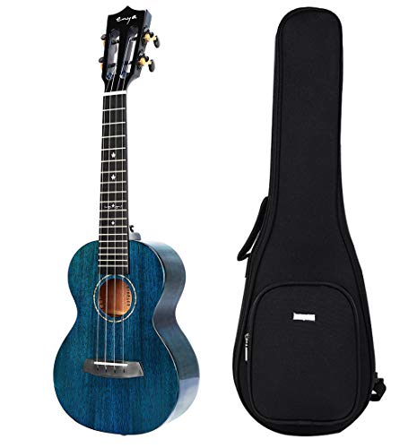 Enya EUC-MAD Concert Ukulele Solid Gloss Mahogany 23 Inch Wiping Blue with High-end 15mm Padded Gig Bag