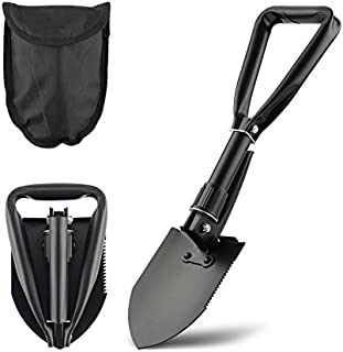 CO-Z Mini Folding Shovel High Carbon Steel Portable Lightweight Outdoor Survival Shovel, Nylon Carry Case, Camping, Hiking, Digging, Backpacking, Car Emergency