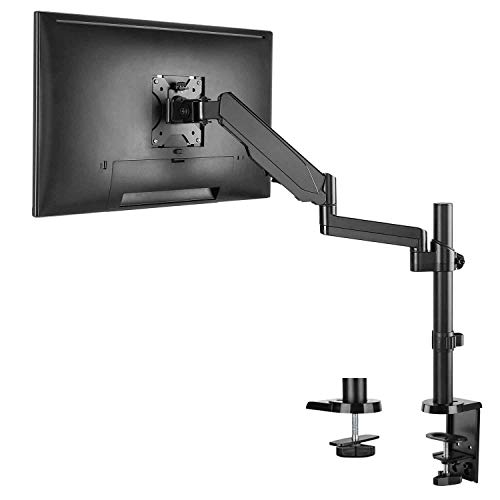 WALI GSDM001 Premium Single LCD Monitor Desk Mount Fully Adjustable Gas Spring Stand for Display up to 32 inch, 17.6lbs Weight Capacity, Single Arm, Black