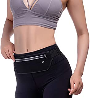 KEGE Multiple Color Slim Reflective Running Belt Fanny Pack, Bounce Free Water Resistant Exercise Workout Pouch Lightweight Waist Pack Gym Phone Holder for All Kinds of Phones(Carbon Black)