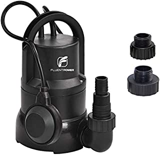 FLUENTPOWER 1/3 HP Electric Submersible Small Utility Drain Water Pump, with Side Discharge for Clean Water, 3/4