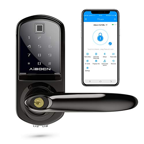 Aibocn Smart Lock, Keyless Entry Door Lock with Bluetooth, Touchscreen Keypad Deadbolt Lock with Fingerprint, IC Card, Password, eKey, Easy to Install for Home Hotel Apartment, Right Handle