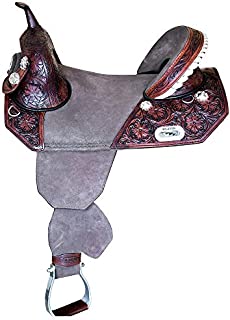 HILASON 16 in Western Horse Saddle Treeless Trail Barrel American Leather