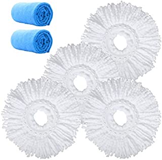 Microfiber Replacement Mop Head Refill for 360° Spin Magic Mop - Round Shape Standard Universal Size (4 Pack)