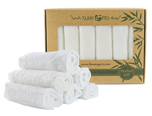 Baby Bamboo Washcloths - Premium Wash Cloth Set of 6 - Ultra Soft for Newborn Bath Face and Body - Top Baby Registry and Shower Gifts by Fammy pro